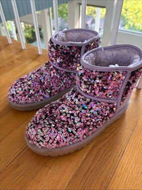UGG Sequin Mini Boots in Pink and Lavender